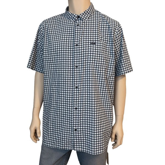 Helly Hansen Fjord Shirt Activity Two Tone Blue Plaid Lightweight Versatile NWOT - Picture 2 of 13